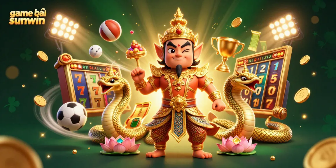 Experience the thrill of game bài sunwin with a vibrant 3D scene depicting dynamic gaming elements and captivating characters.